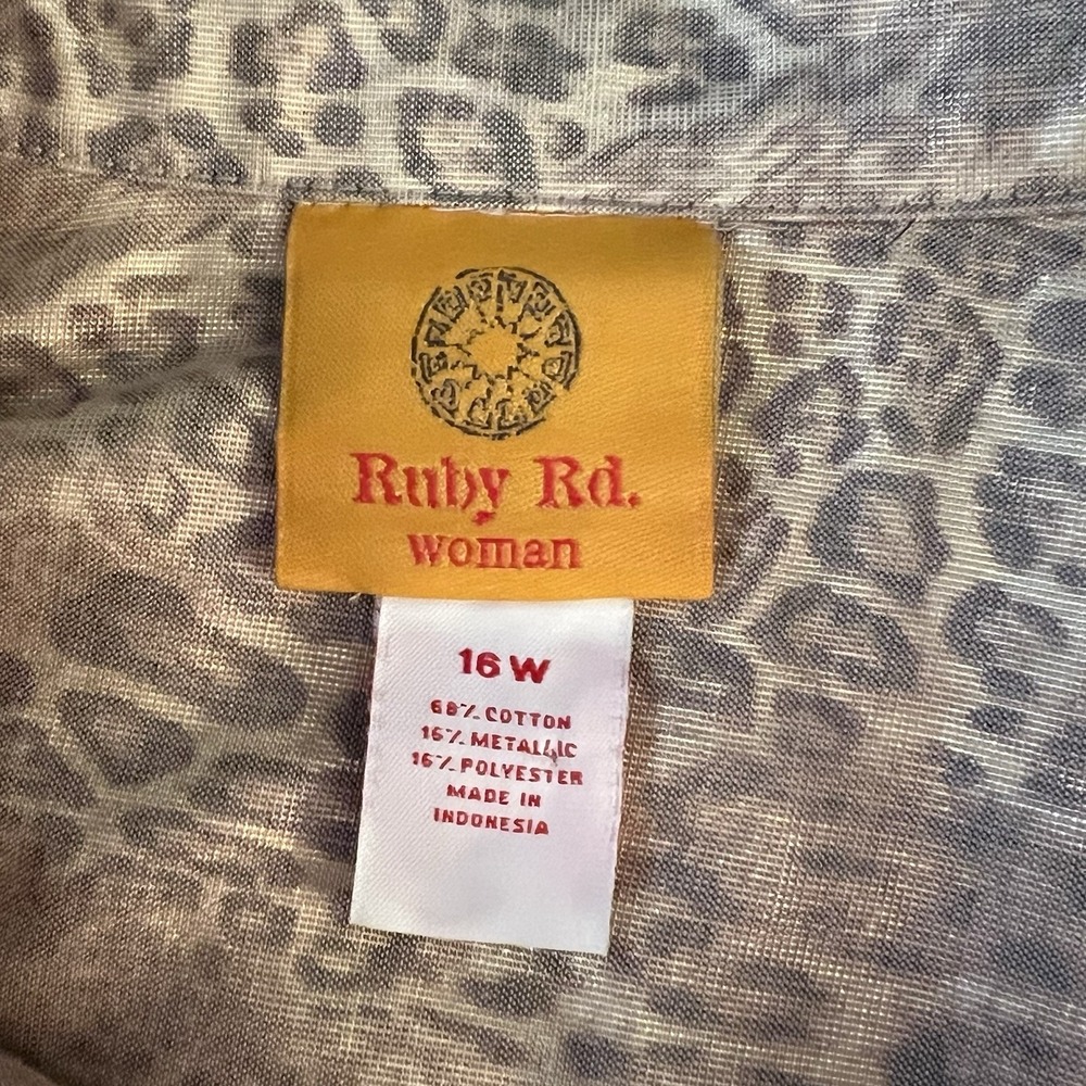 Ruby Road Woman Long Sleeve Animal Print Top Blouse Sz 16 Excellent Condition! - Picture 3 of 3